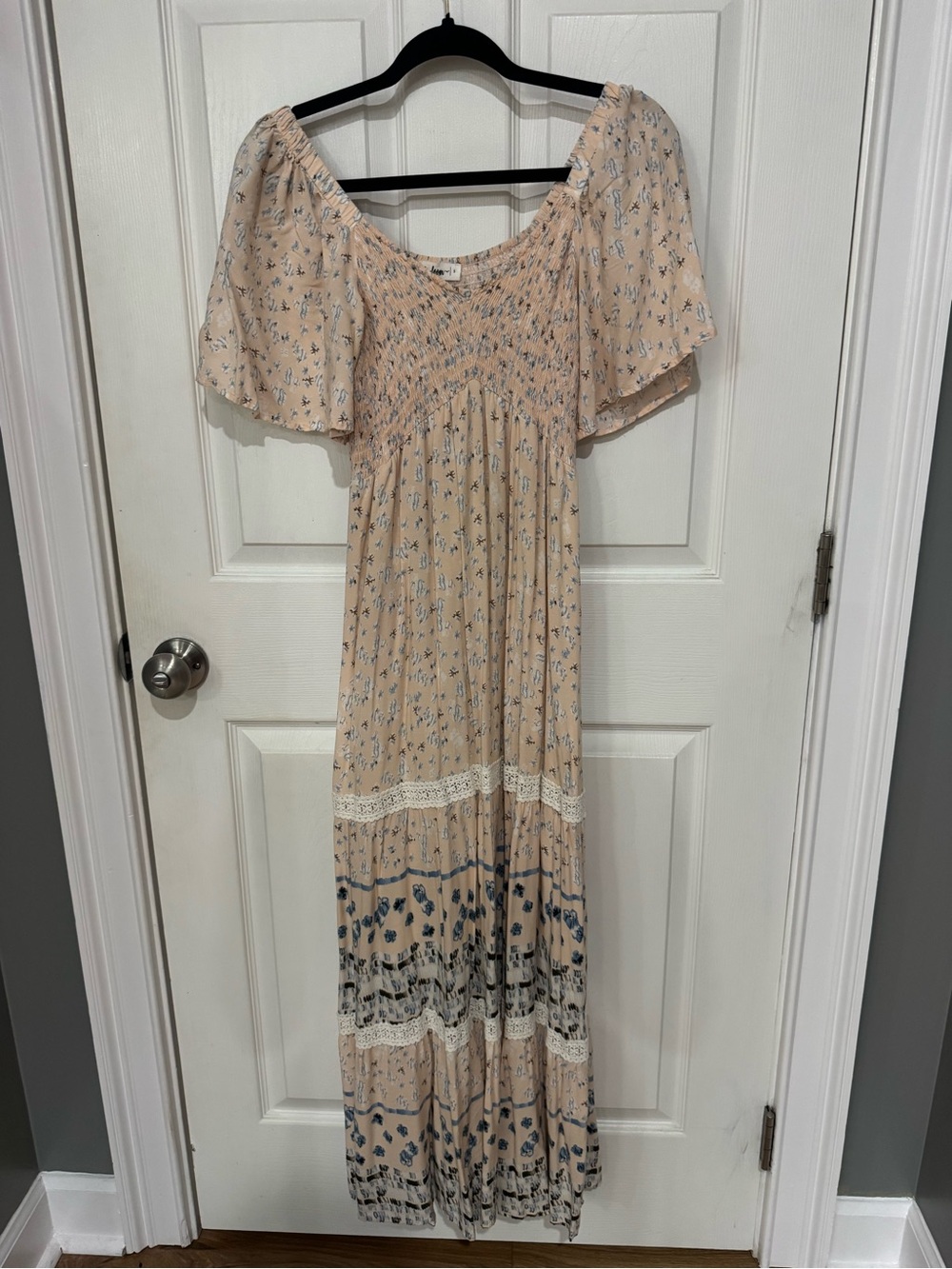In Bloom Peach Floral Maxi with Lace Panels